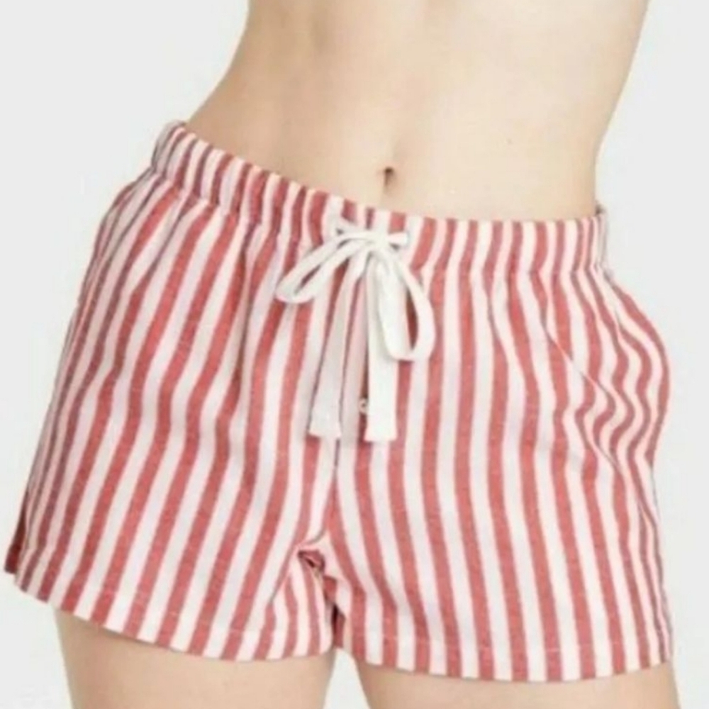 Stars Above Striped Red & White Cozy Flannel Sleep Lounge Shorts NWT XS